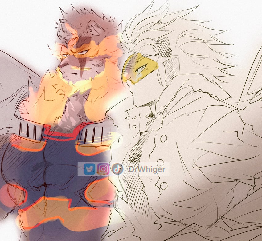 endeavor and hawks (boku no hero academia) drawn by dr_whiger