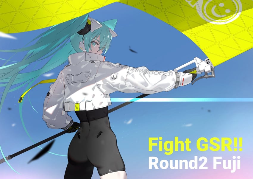 hatsune miku and racing miku (vocaloid and 1 more) drawn by neco