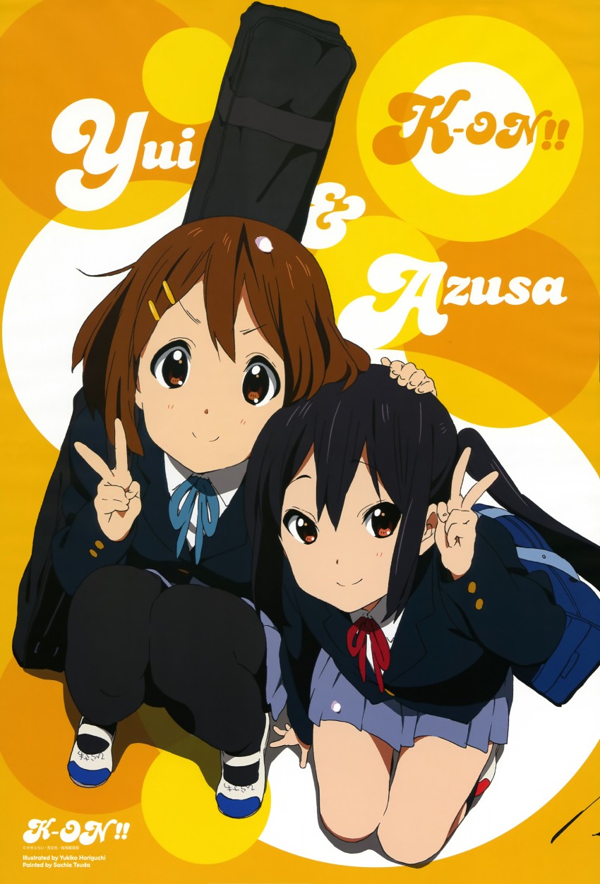nakano azusa and hirasawa yui (k-on! and 1 more) drawn by horiguchi_yukiko and tsuda_sachie