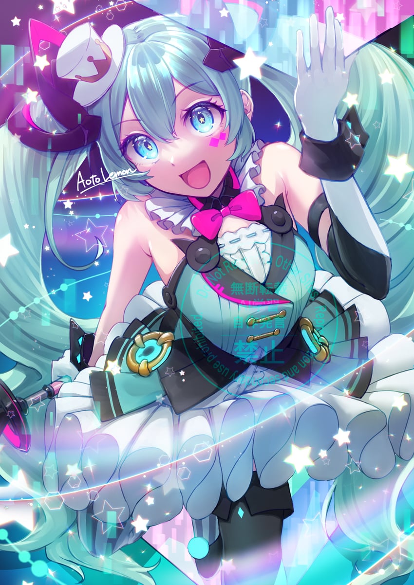 hatsune miku and magical mirai miku (vocaloid and 1 more) drawn by aoto_lemon