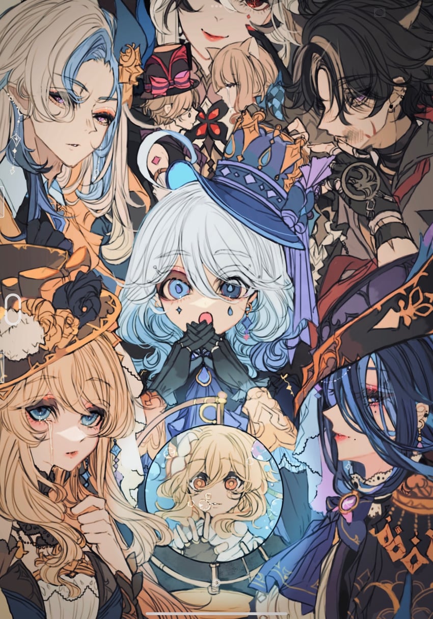 lumine, furina, arlecchino, neuvillette, clorinde, and 4 more (genshin impact) drawn by ichigoh