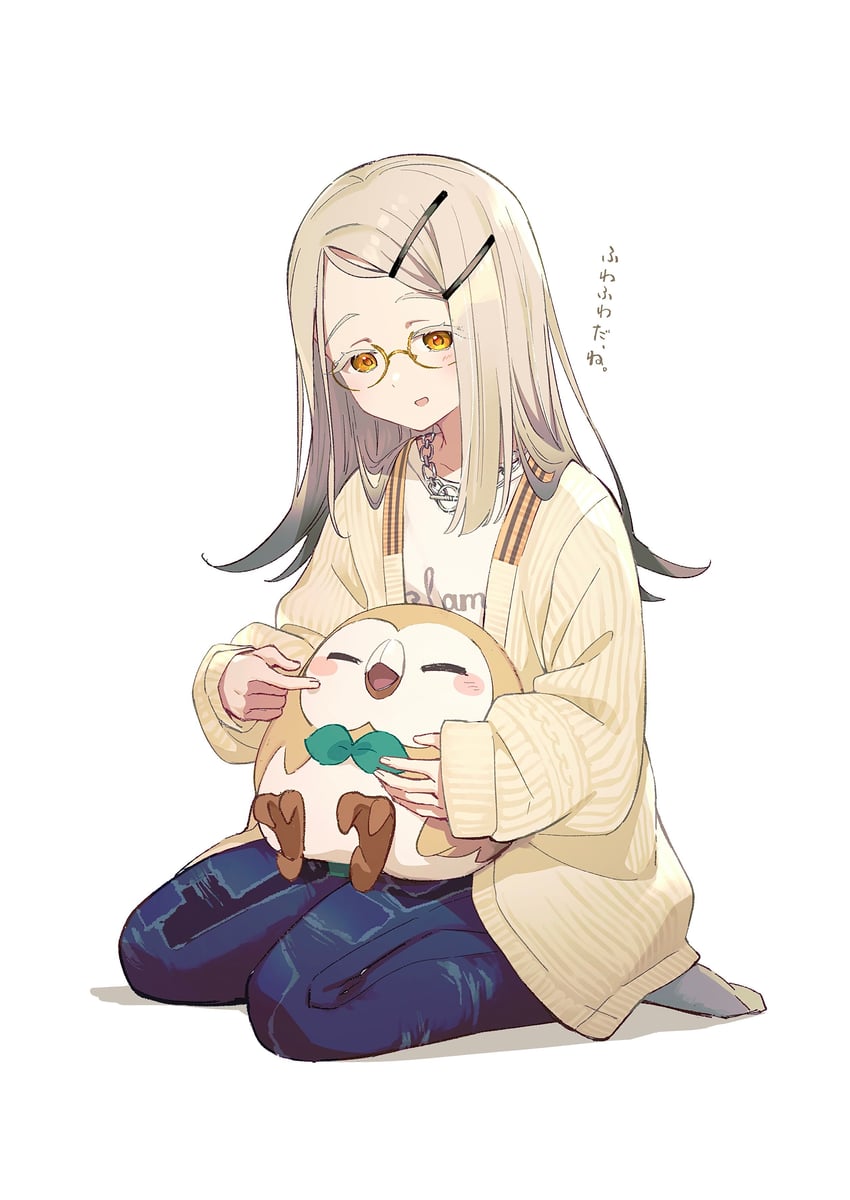shinosawa hiro and rowlet (pokemon and 2 more) drawn by tamago_sando