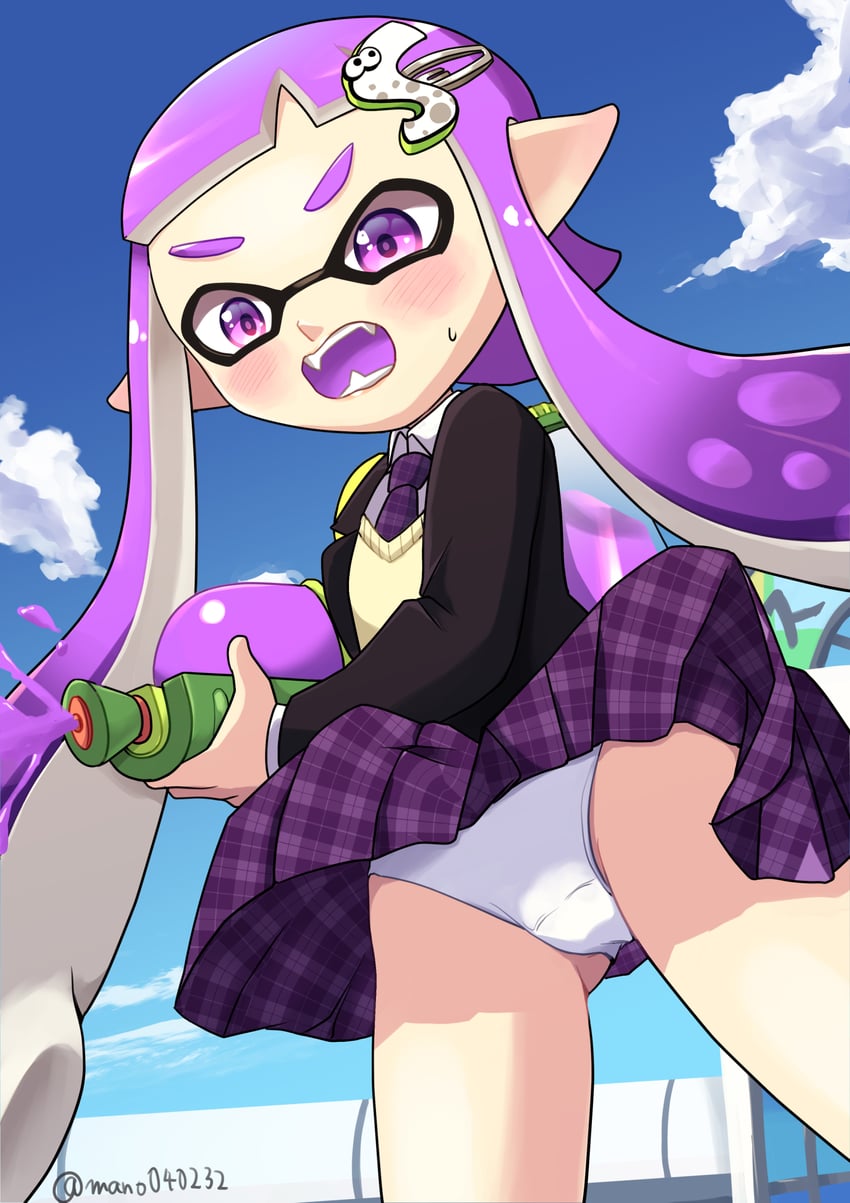 inkling player character and inkling girl (splatoon) drawn by mano_(mix103)