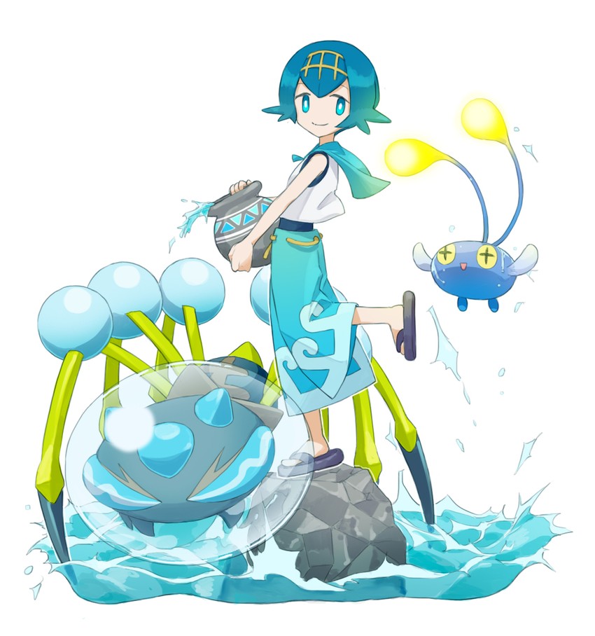 lana, chinchou, and araquanid (pokemon and 1 more) drawn by kouri_(kyorosuukeeeeeee)