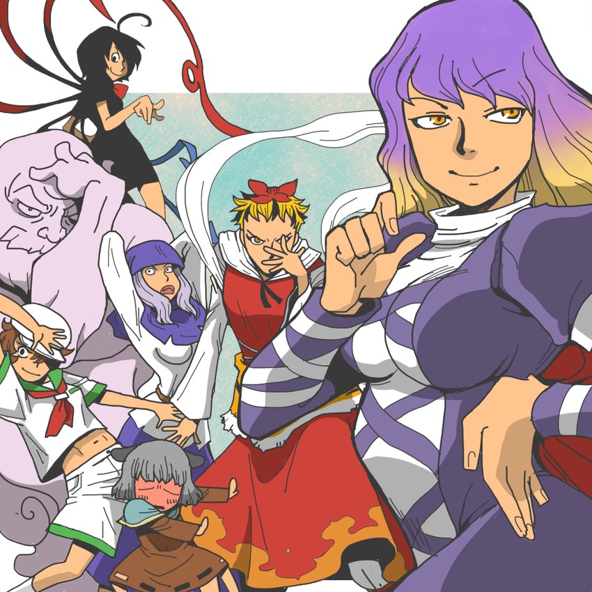 nazrin, hijiri byakuren, houjuu nue, toramaru shou, murasa minamitsu, and 2 more (touhou and 2 more) drawn by onikobe_rin
