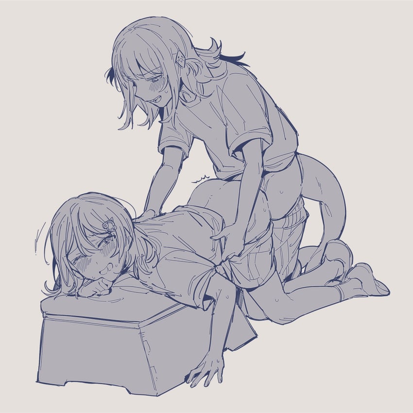 gawr gura and watson amelia (hololive and 1 more) drawn by mitsumine_(ookami_no_oyashiro)