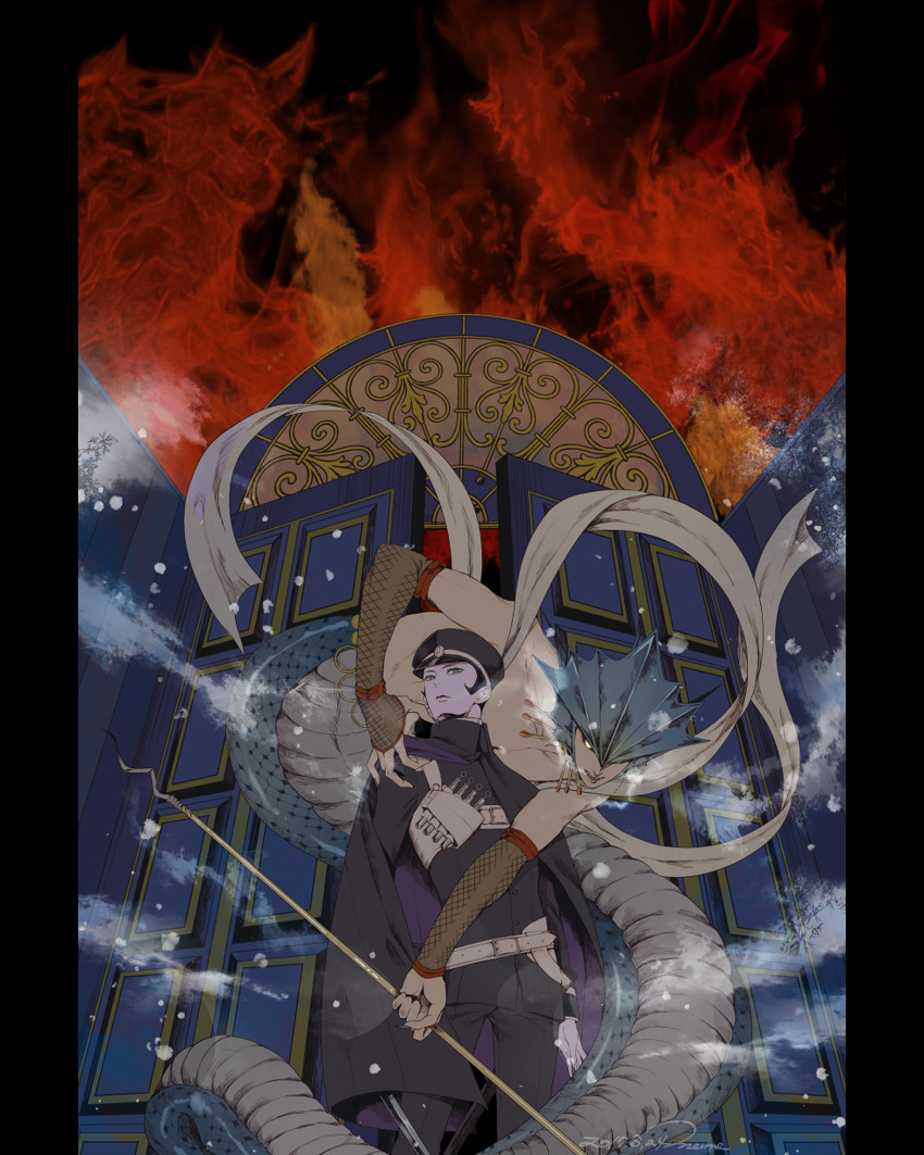 kuzunoha raidou and naga raja (shin megami tensei and 2 more) drawn by memessa