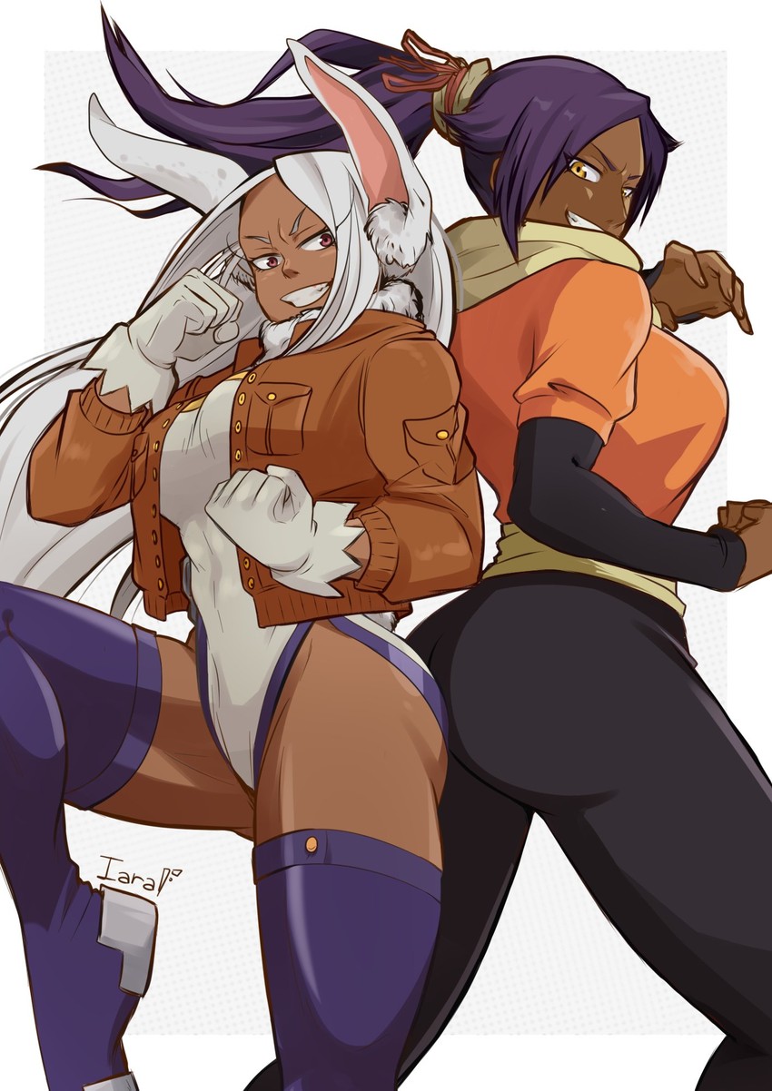 mirko and shihouin yoruichi (boku no hero academia and 1 more) drawn by iaranaika