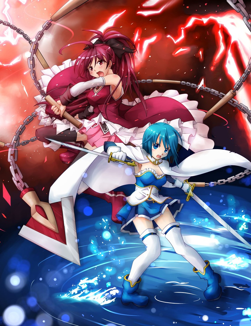 miki sayaka and sakura kyoko (mahou shoujo madoka magica) drawn by alest_lusia