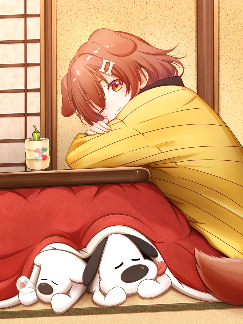 inugami korone, hoso-inu, and futo-inu (hololive) drawn by kamineko_(kamineko9675)
