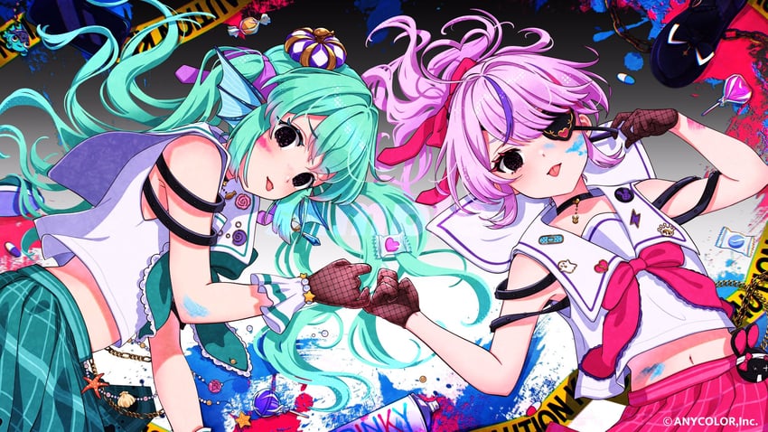 finana ryugu, maria marionette, and ryuguard (nijisanji and 1 more) drawn by mugimugigo