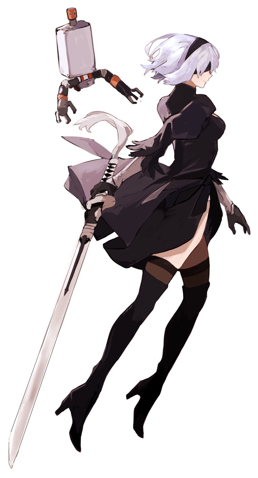 2b and pod (nier and 1 more) drawn by sakuremi