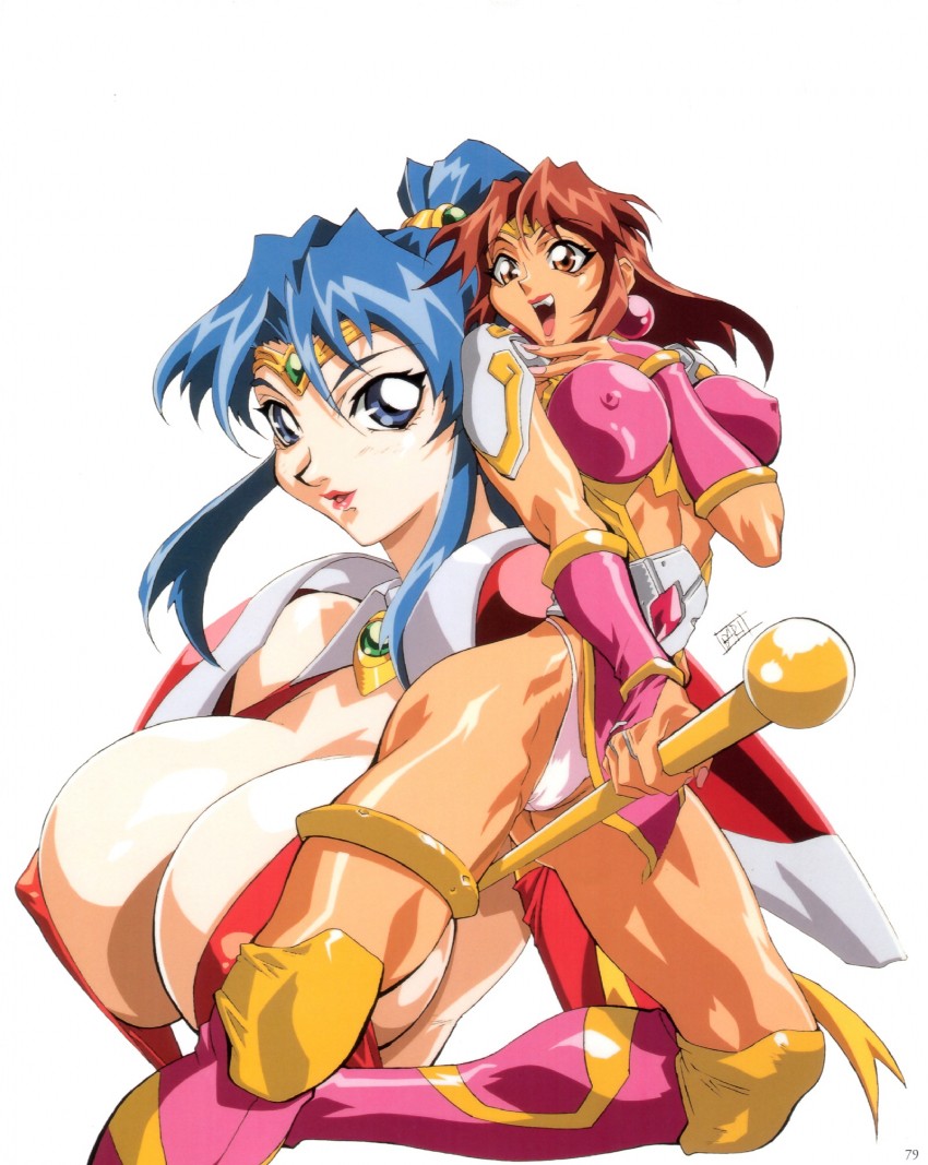 hishizaki shaia and son karin (choujin gakuen gowcaizer) drawn by oobari_masami
