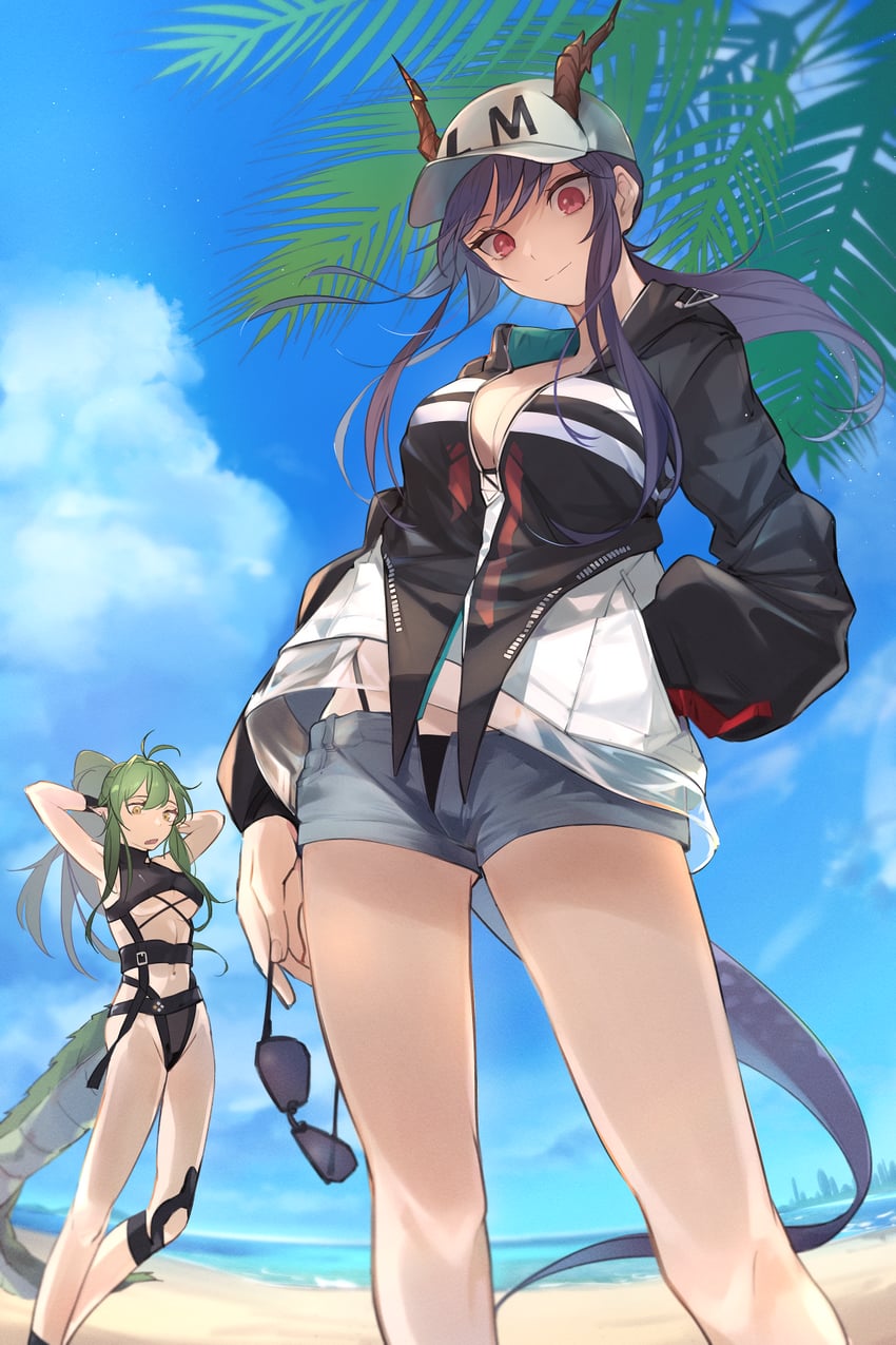 ch'en, gavial, and ch'en the holungday (arknights) drawn by kamatpit