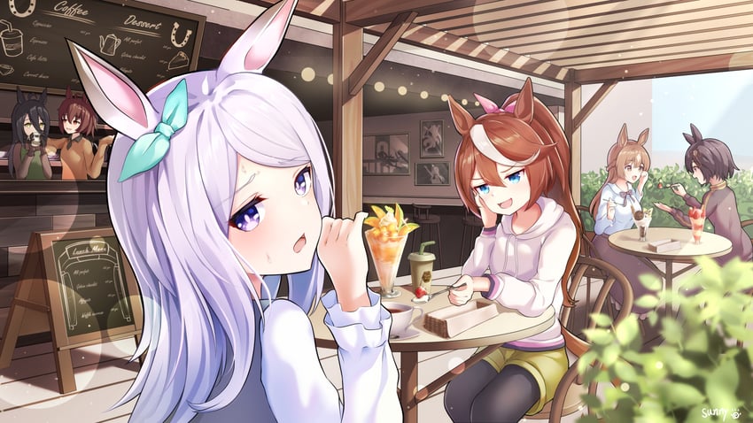 agnes tachyon, manhattan cafe, mejiro mcqueen, tokai teio, satono diamond, and 1 more (umamusume) drawn by sunny_(20597521)