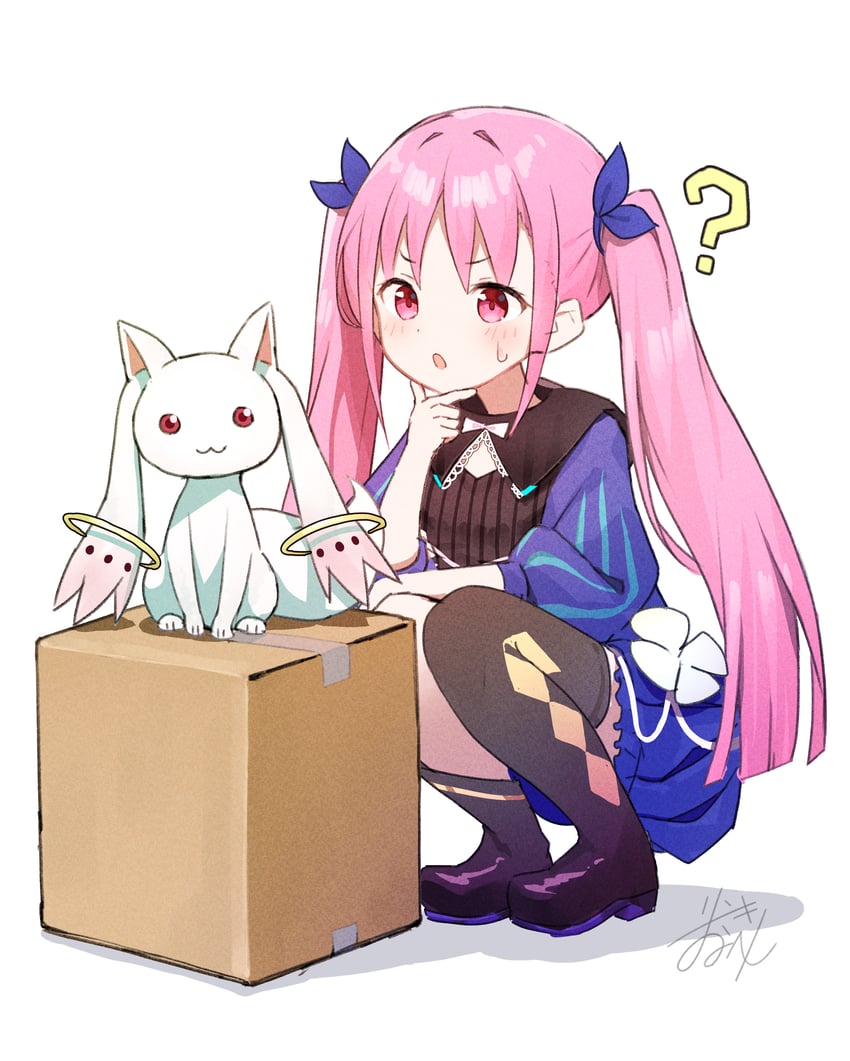 kyubey and kunimi tama (mahou shoujo madoka magica and 2 more) drawn by rinki_oohen