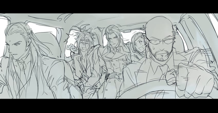 reno, tseng, rufus shinra, rude, and elena (final fantasy and 1 more) drawn by quxiaochong