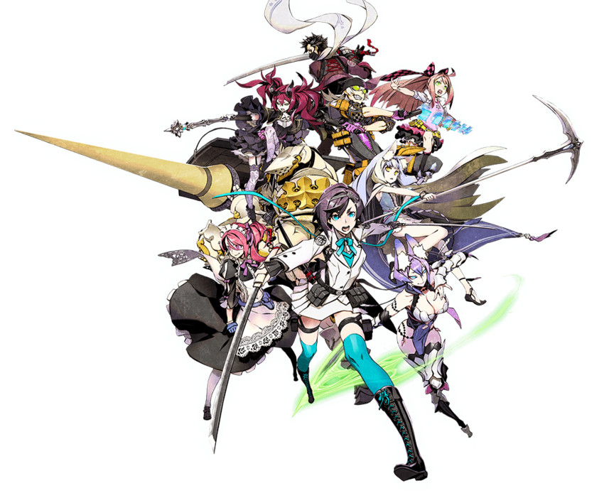 samurai, mage, yaiba, fortuner, duelist, and 7 more (7th dragon and 1 more) drawn by miwa_shirow