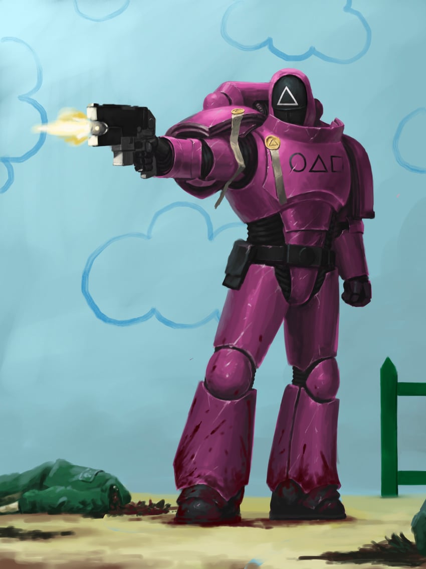 adeptus astartes and soldier (warhammer 40k and 1 more) drawn by kim_chan