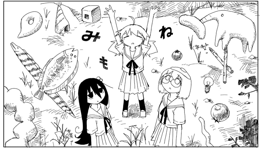 tsukishima shijima, yamashita majime, and sumida (shimeji simulation) drawn by tsukumizu_yuu