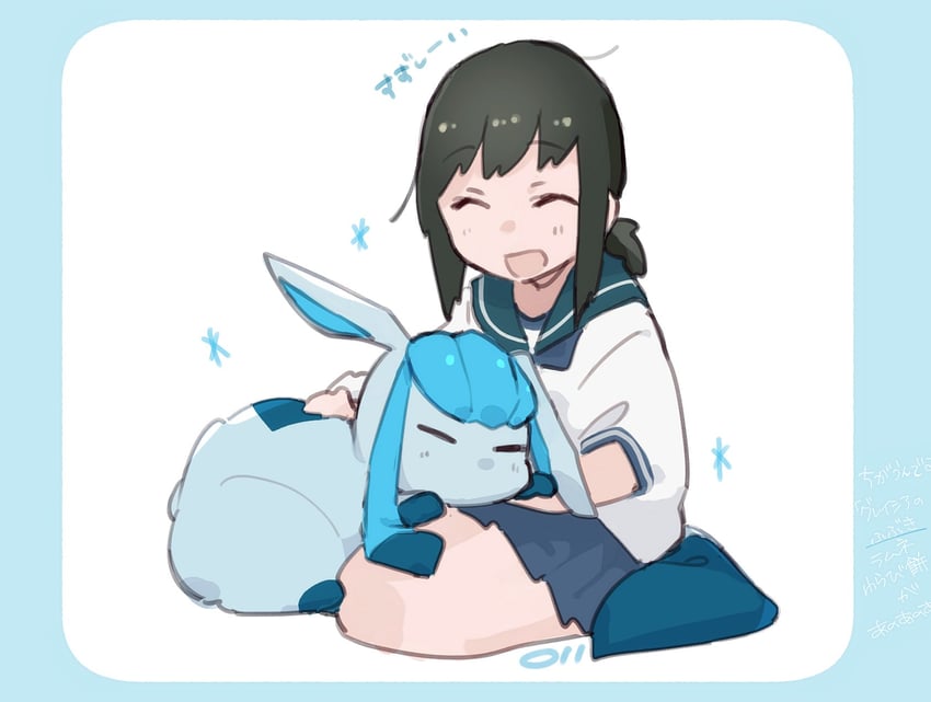 fubuki and glaceon (kantai collection and 1 more) drawn by ma_rukan