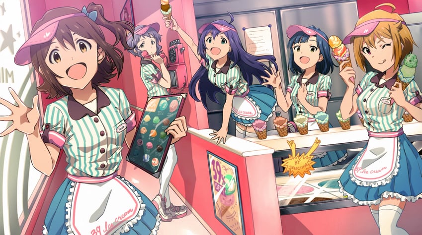 makabe mizuki, nanao yuriko, ibuki tsubasa, mochizuki anna, and kasuga mirai (idolmaster and 2 more) drawn by wanoji