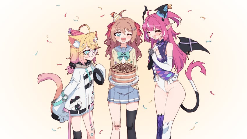 neuro-sama, camila, and minikomew (indie virtual youtuber and 2 more) drawn by rune_(dualhart)