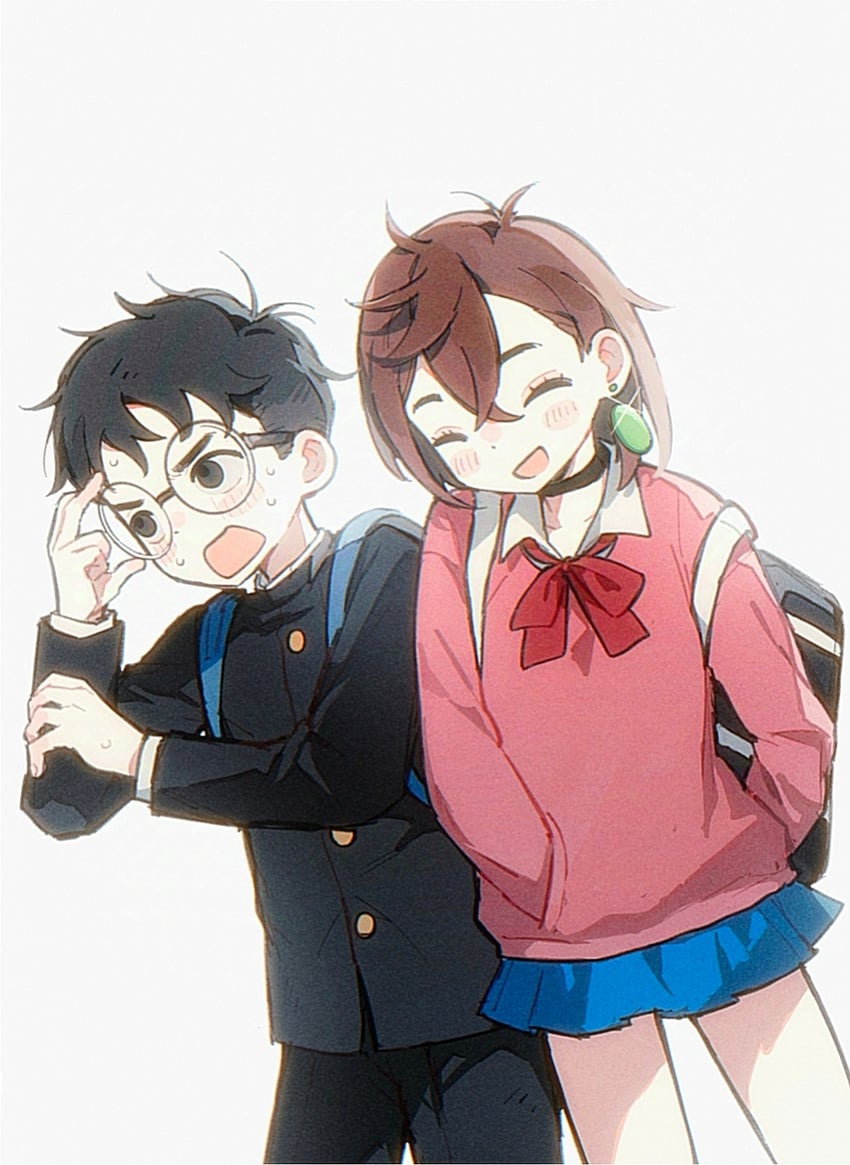 ayase momo and takakura ken (dandadan) drawn by rice_(somasuki_77)