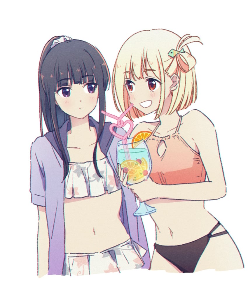 nishikigi chisato and inoue takina (lycoris recoil) drawn by 1kudamo1