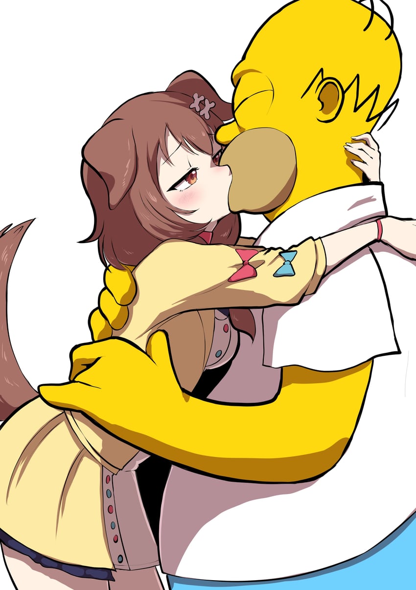 inugami korone and homer simpson (hololive and 1 more) drawn by chromodomo