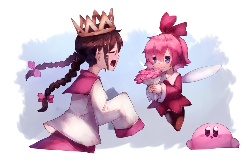 kirby, ribbon, and ripple star queen (kirby and 1 more) drawn by shiburingaru