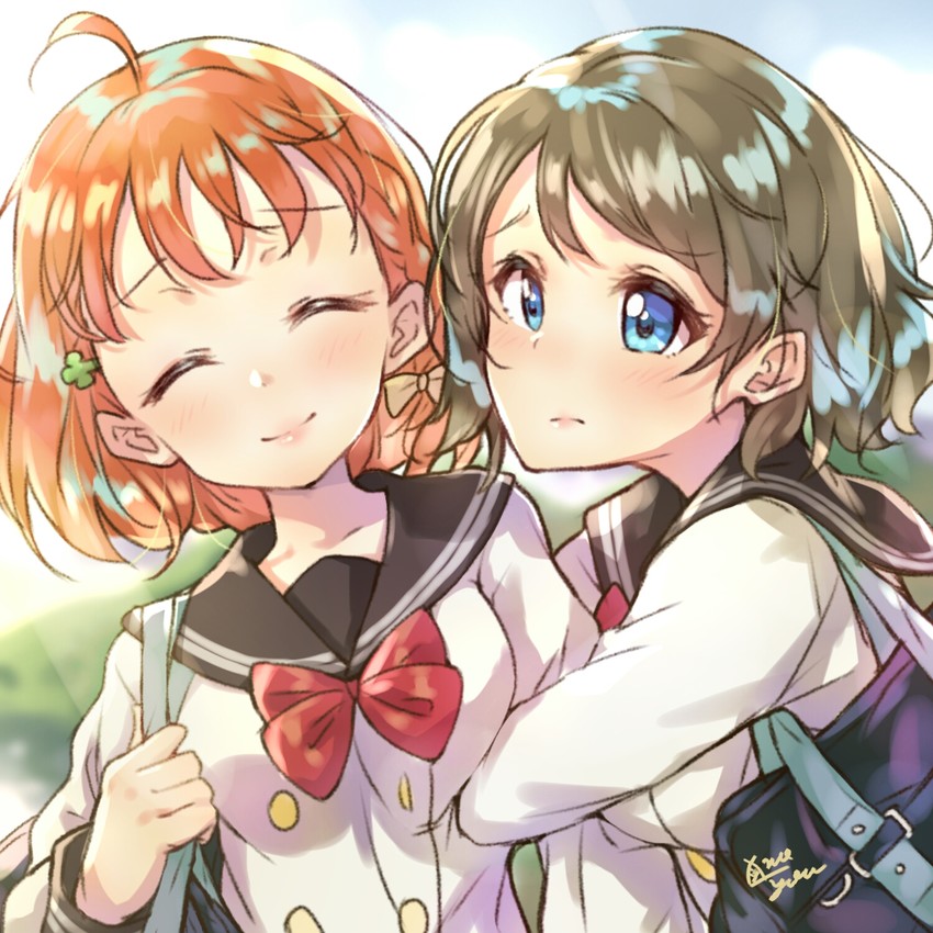 watanabe you and takami chika (love live! and 1 more) drawn by takenoko_no_you