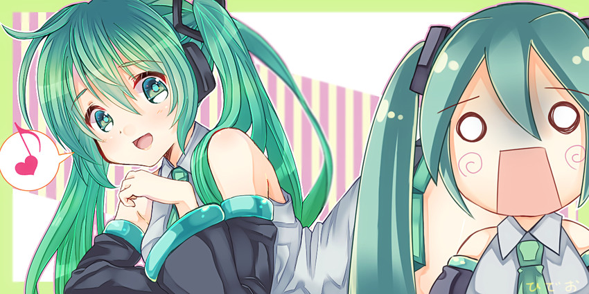 hatsune miku and hachune miku (vocaloid) drawn by hideo-eiyuu