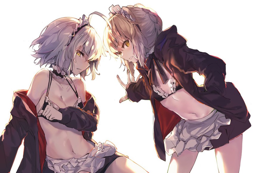 artoria pendragon, jeanne d'arc alter, and saber alter (fate and 1 more) drawn by akieda