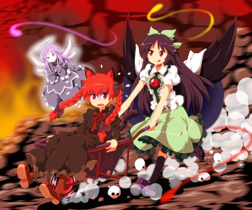 kaenbyou rin, reiuji utsuho, and zombie fairy (touhou) drawn by ruu_(tksymkw)