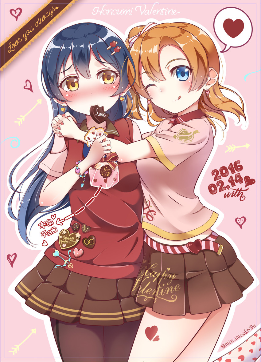 sonoda umi and kosaka honoka (love live! and 1 more) drawn by minamixdrops
