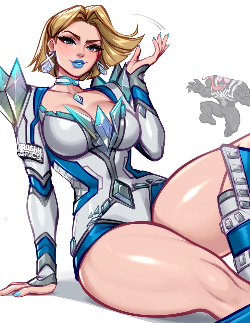 venom and emma frost (marvel and 3 more) drawn by blushyspicy