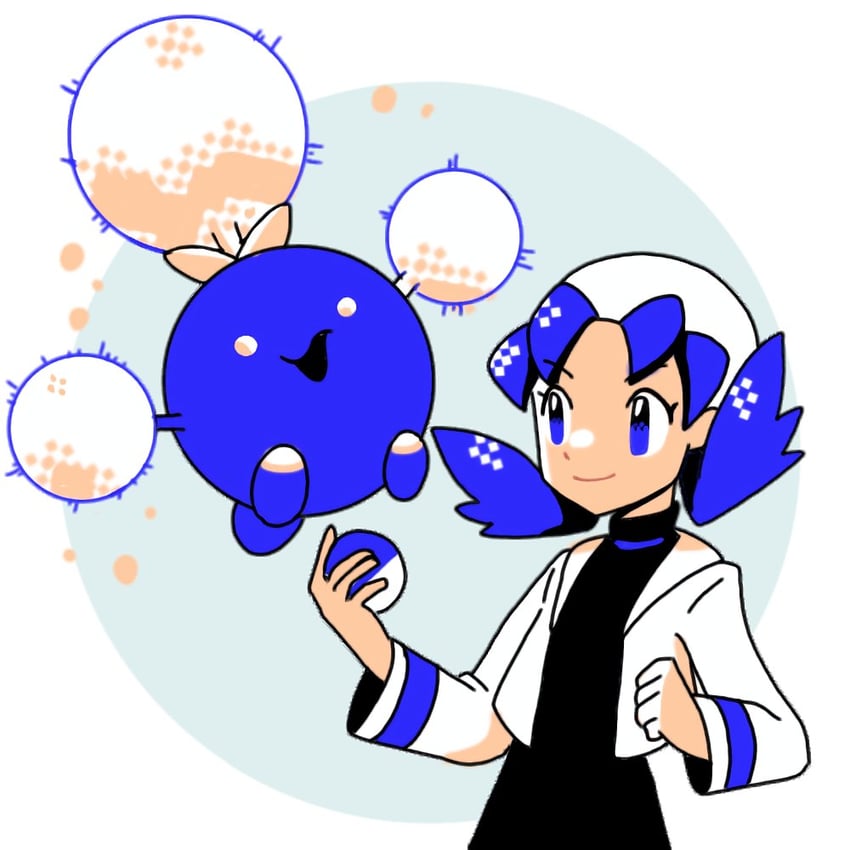 kris and jumpluff (pokemon and 1 more) drawn by hanecco_(arumican_orange)