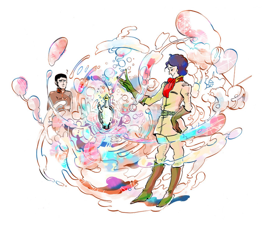 m'quve and uragan (gundam and 1 more) drawn by hirasawa