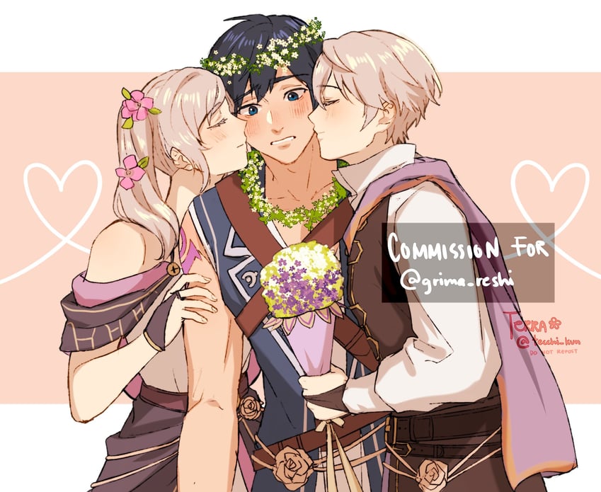 female robin, male robin, and chrom (fire emblem and 2 more) drawn by tecchi_kun