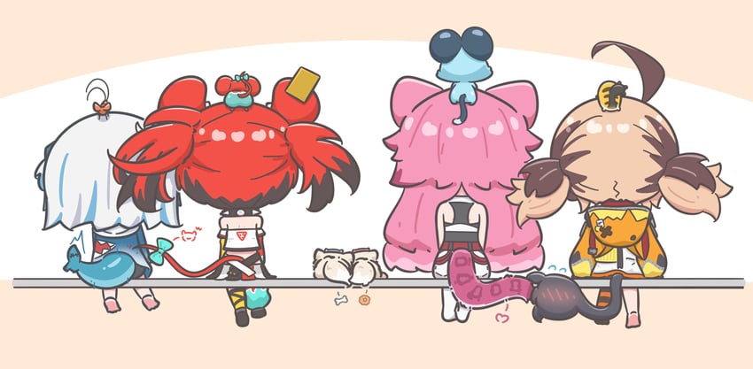 gawr gura, hakos baelz, fuwawa abyssgard, mococo abyssgard, raora panthera, and 5 more (hololive and 1 more) drawn by mpien