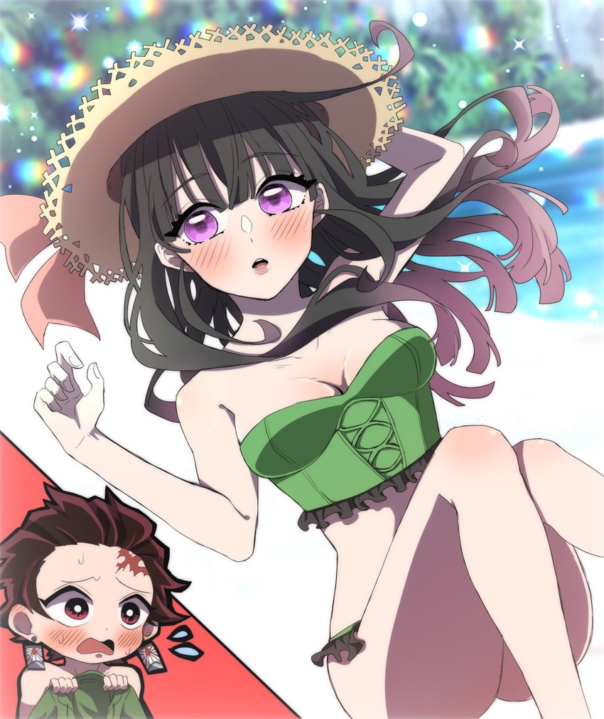 kamado tanjirou and tsuyuri kanao (kimetsu no yaiba) drawn by kakurenbo_yuki