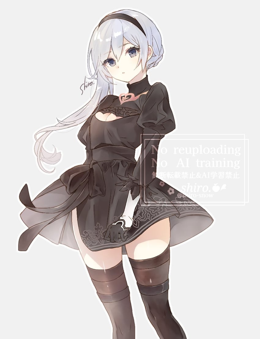2b and snow white (nier and 2 more) drawn by shiro_snow