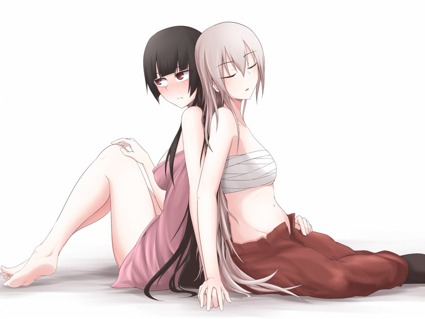fujiwara no mokou and houraisan kaguya (touhou) drawn by kuroba_rapid
