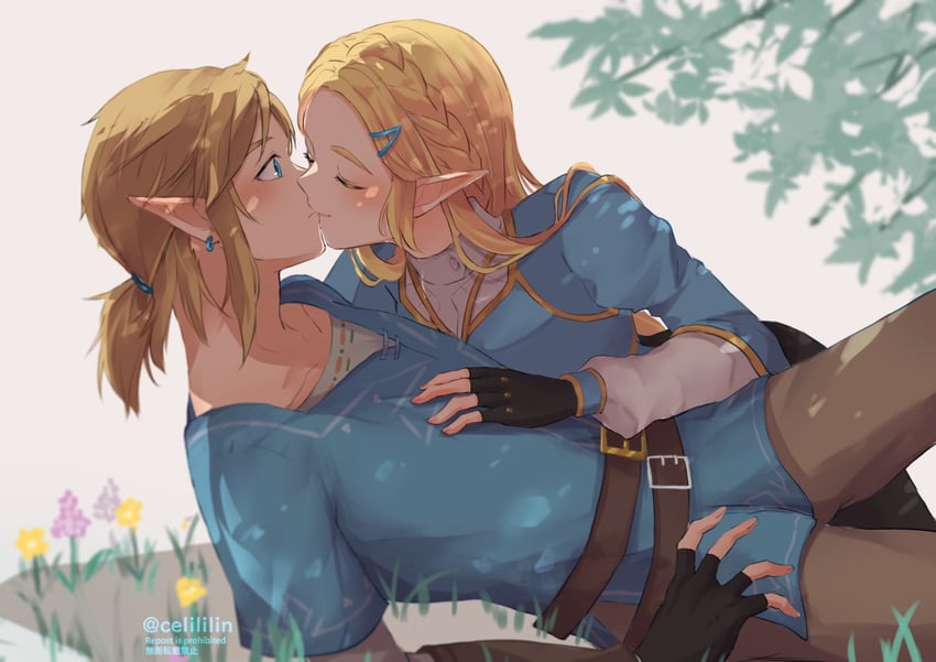 link and princess zelda (the legend of zelda and 1 more) drawn by seri_(yuukasakura)
