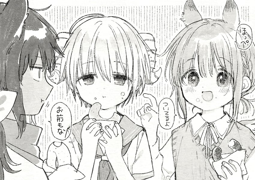 yoru, rem, and kuro (majo to tsukaima) drawn by itou_hachi