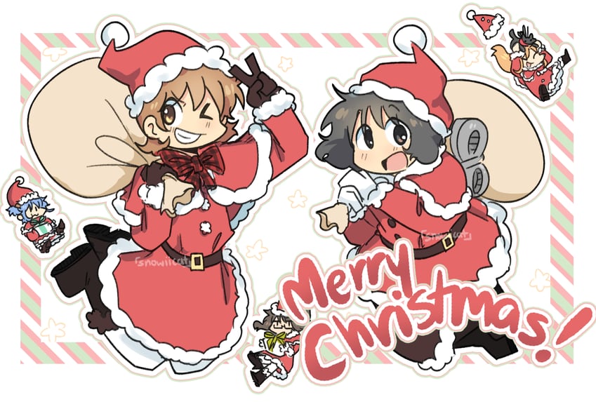 shinonome nano, naganohara mio, aioi yuuko, minakami mai, professor shinonome, and 1 more (nichijou) drawn by snowii_cat