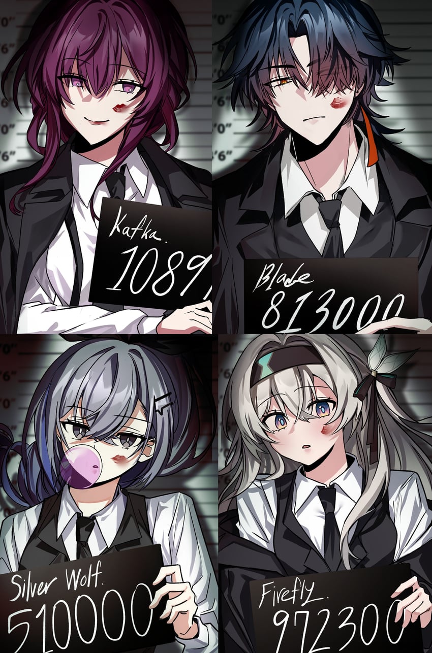 firefly, kafka, silver wolf, and blade (honkai and 1 more) drawn by yohwa_1228