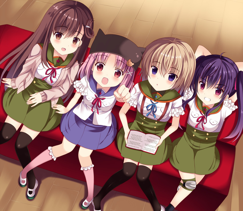 ebisuzawa kurumi, takeya yuki, wakasa yuuri, and naoki miki (gakkou gurashi!) drawn by kurusu_ren