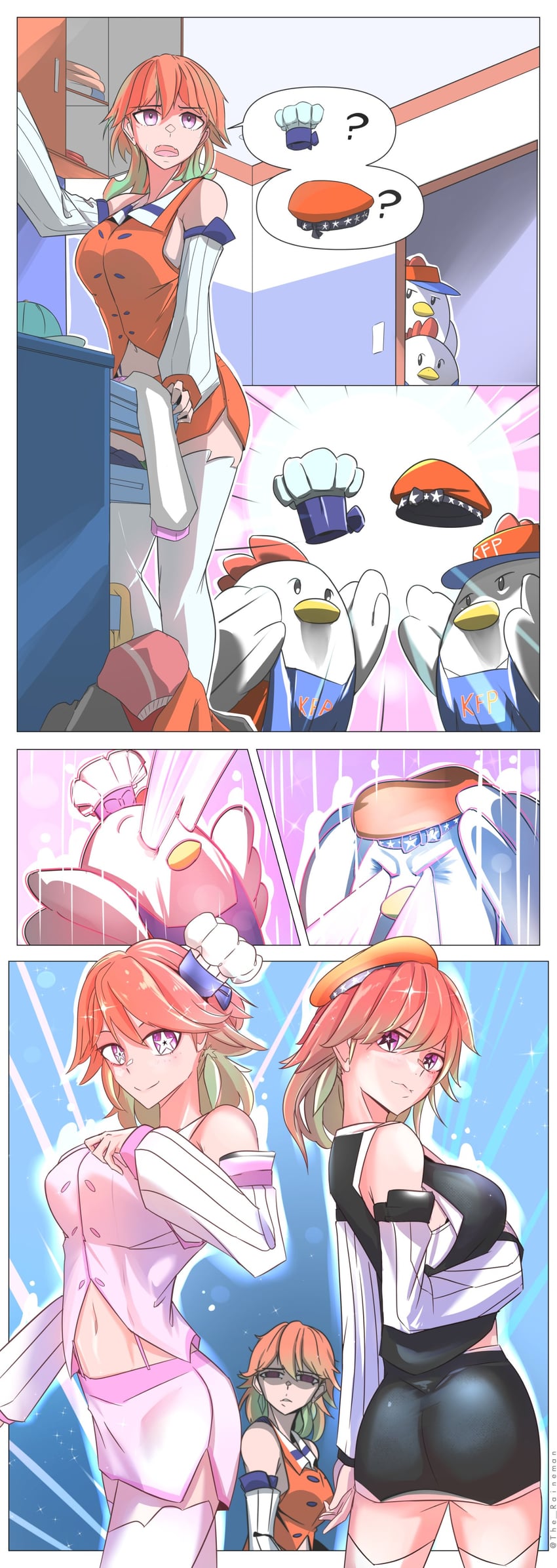takanashi kiara and kfp employee (hololive and 2 more) drawn by the_raineman